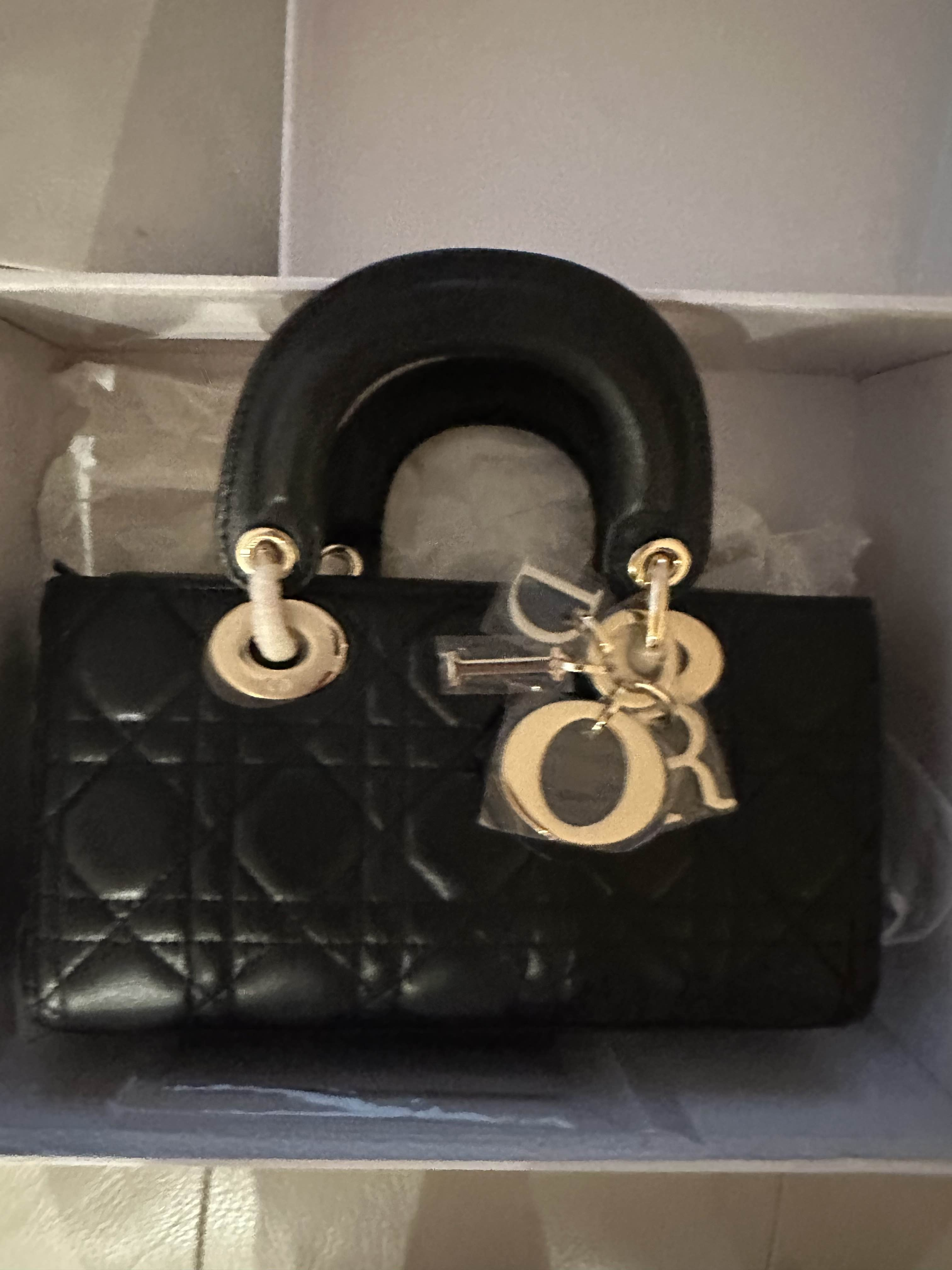 DIOR Lady D-JOY Light Gold Finish Pendant Raglan Lambskin Lady Dior Bag review 0