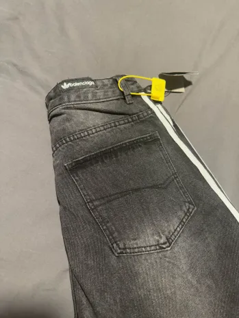 Balenciaga X Adidas Wide-Leg Jeans With Three Stripes On The Side Webbing Black review W*** 03