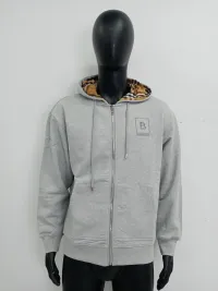 Burberry Letter Graphic Cotton Blend Zip Hoodie Pale Grey Melange review 0