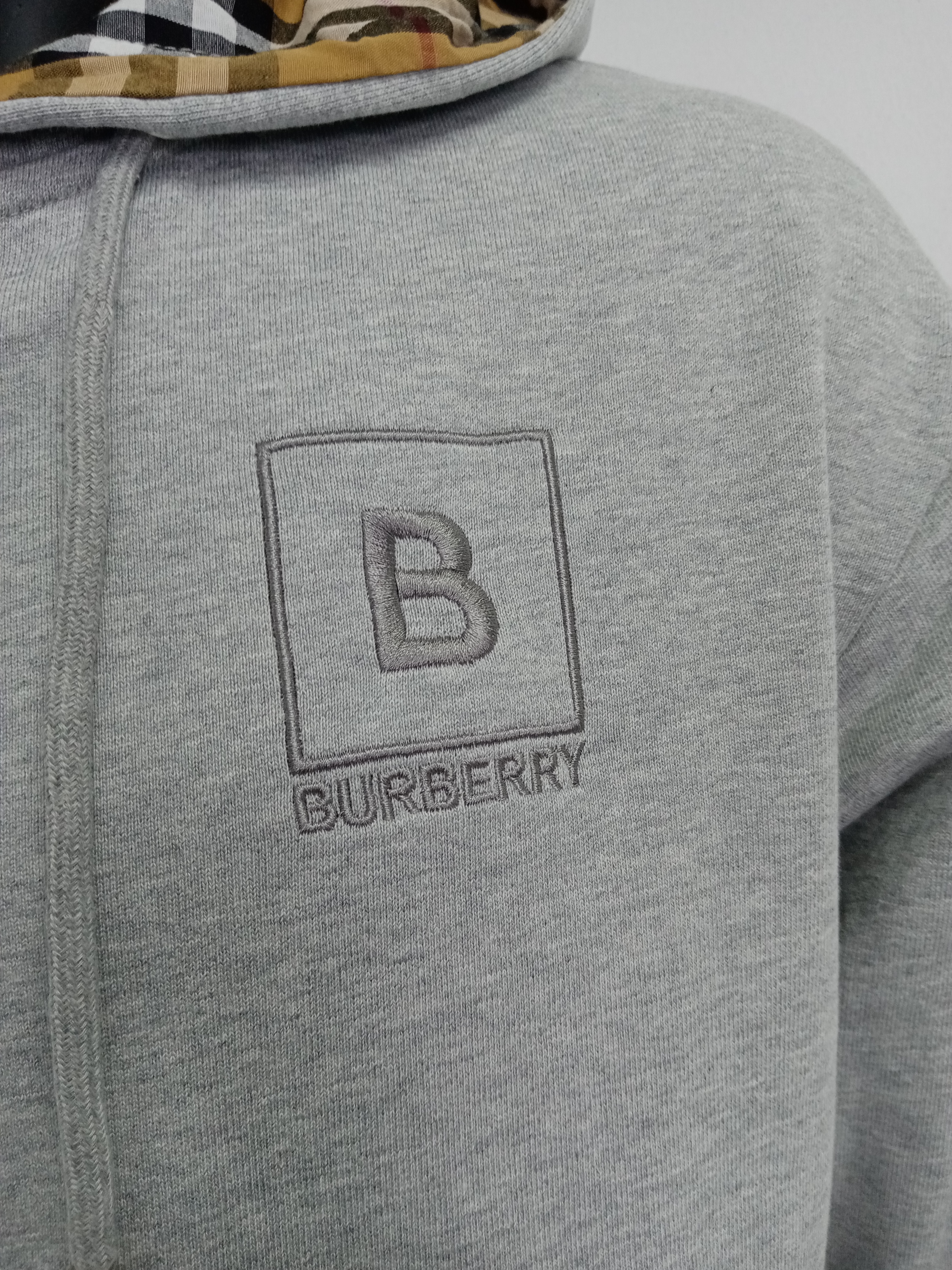 Burberry Letter Graphic Cotton Blend Zip Hoodie Pale Grey Melange review G*** 02
