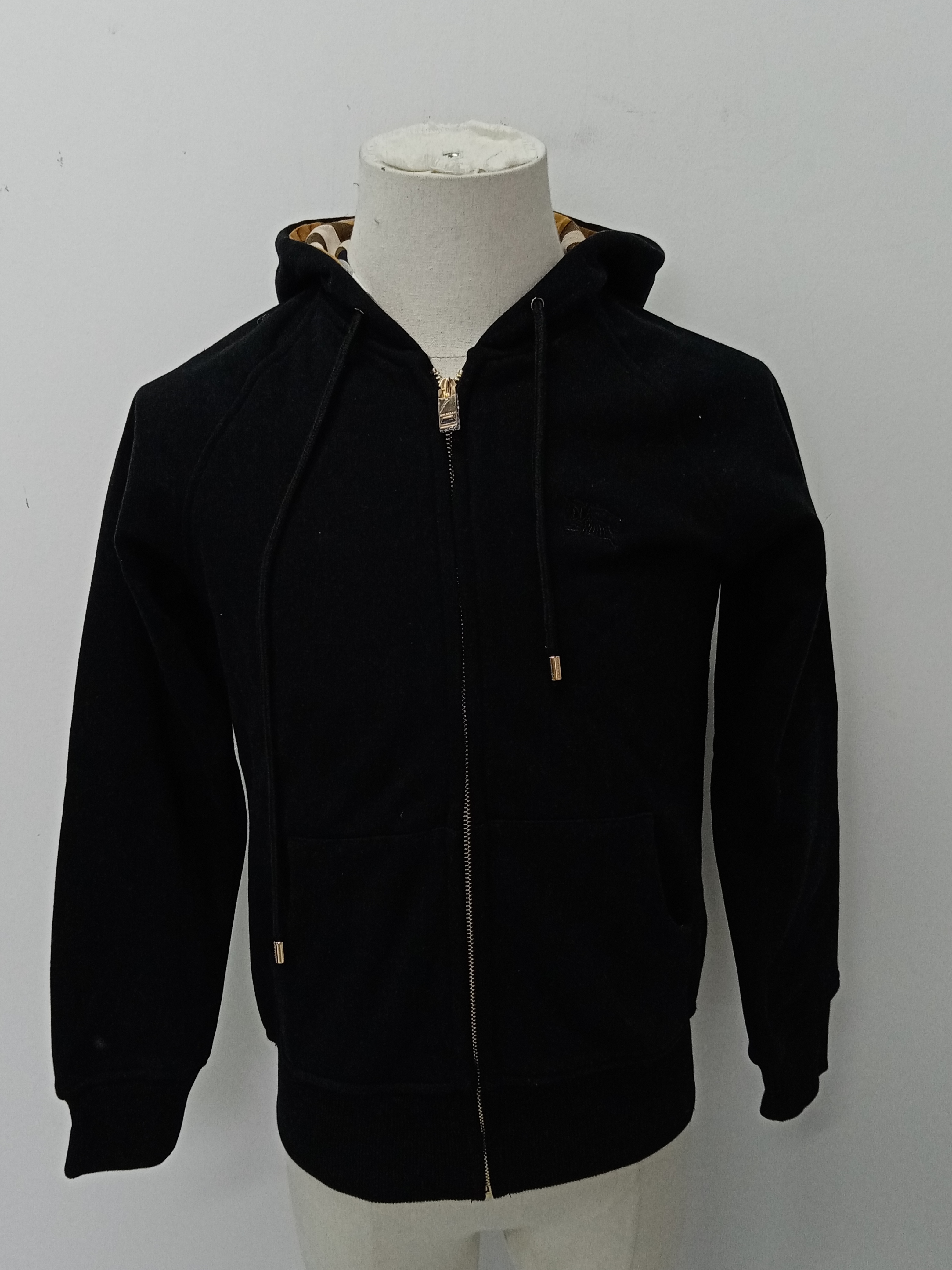 Burberry Zip Up Hoodie With Check Hood Black/Brich Brown review V*** 00