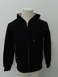Burberry Zip Up Hoodie With Check Hood Black/Brich Brown review 0