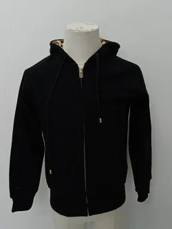 Burberry Zip Up Hoodie With Check Hood Black/Brich Brown review V*** 01