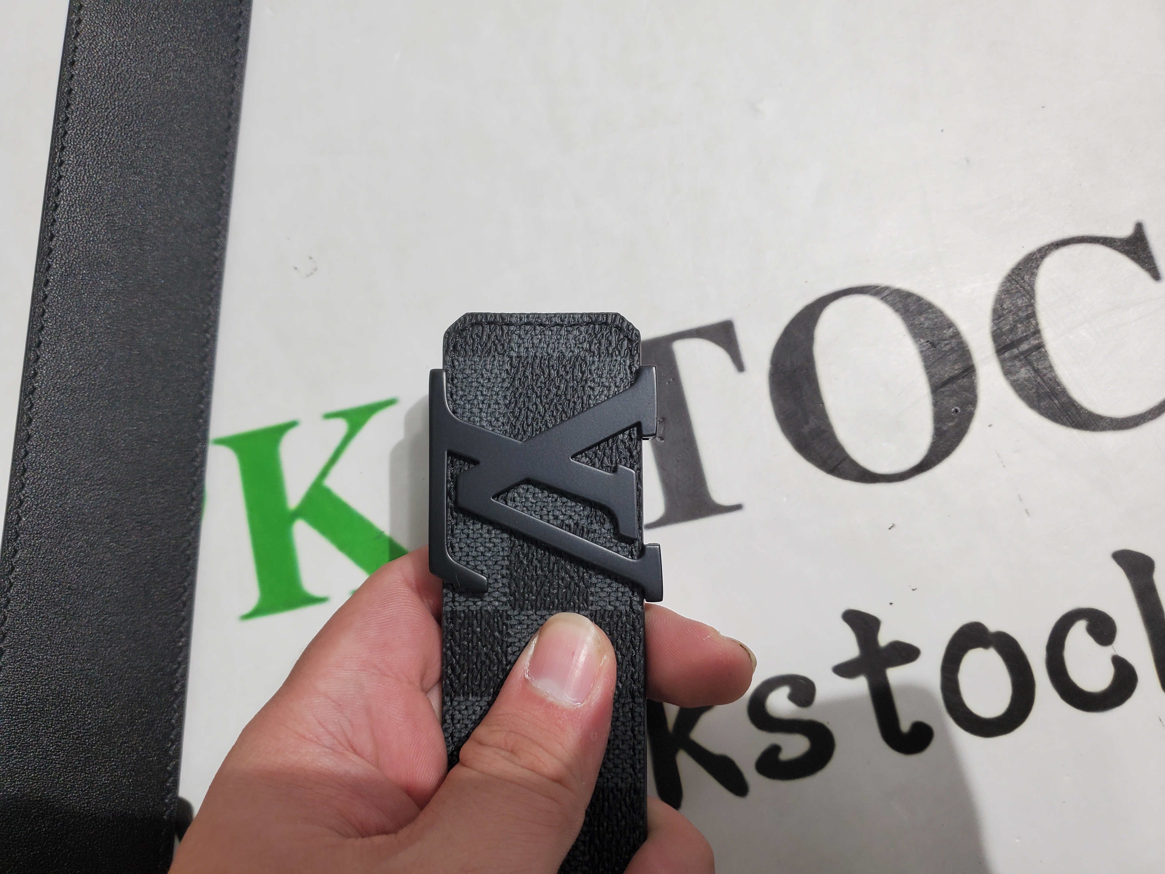 LOUIS VUITTON Belt Initiales Damier Graphite Black/Grey review P*** 02