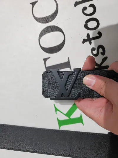 LOUIS VUITTON Belt Initiales Damier Graphite Black/Grey review P*** 02