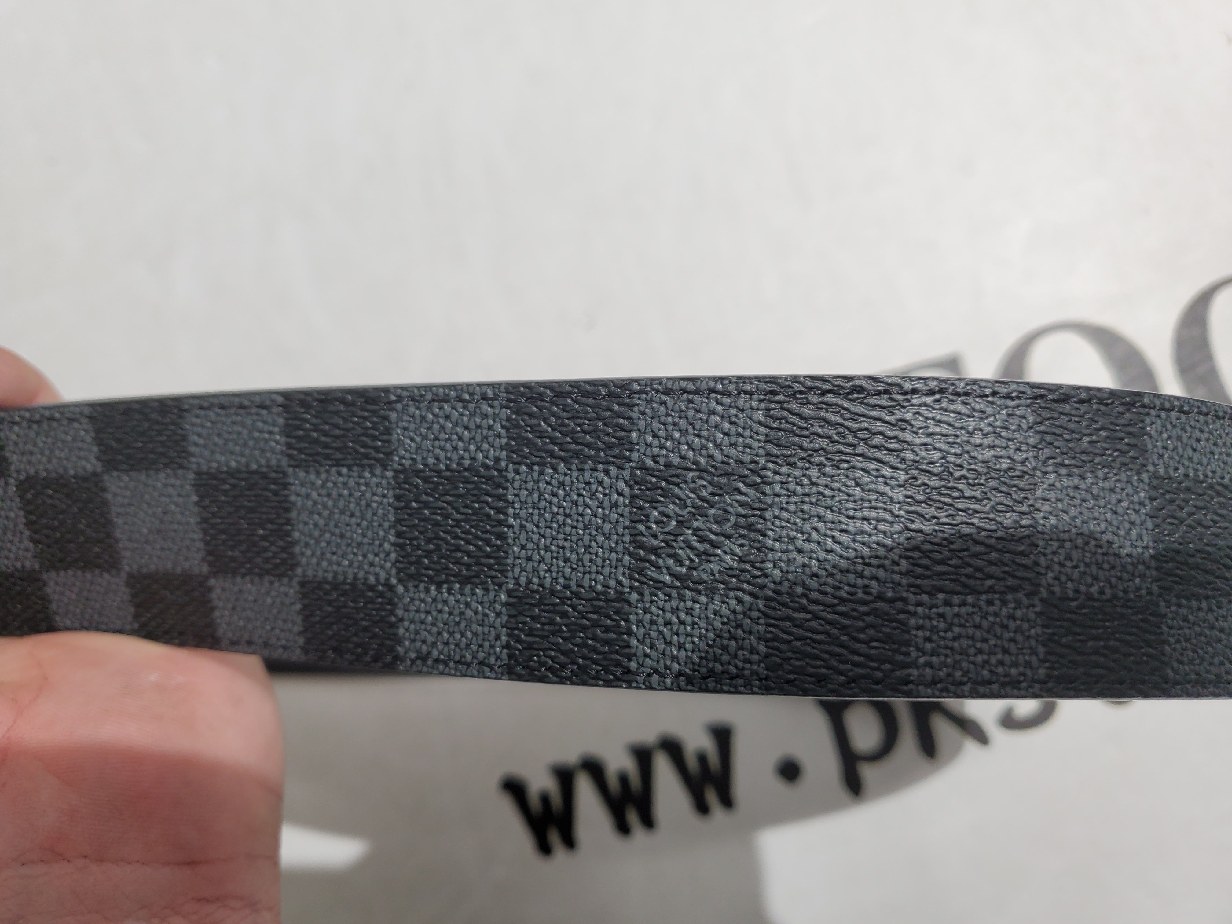 LOUIS VUITTON Belt Initiales Damier Graphite Black/Grey review P*** 03