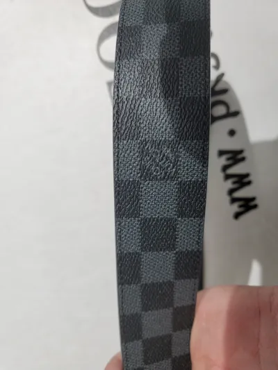LOUIS VUITTON Belt Initiales Damier Graphite Black/Grey review P*** 03