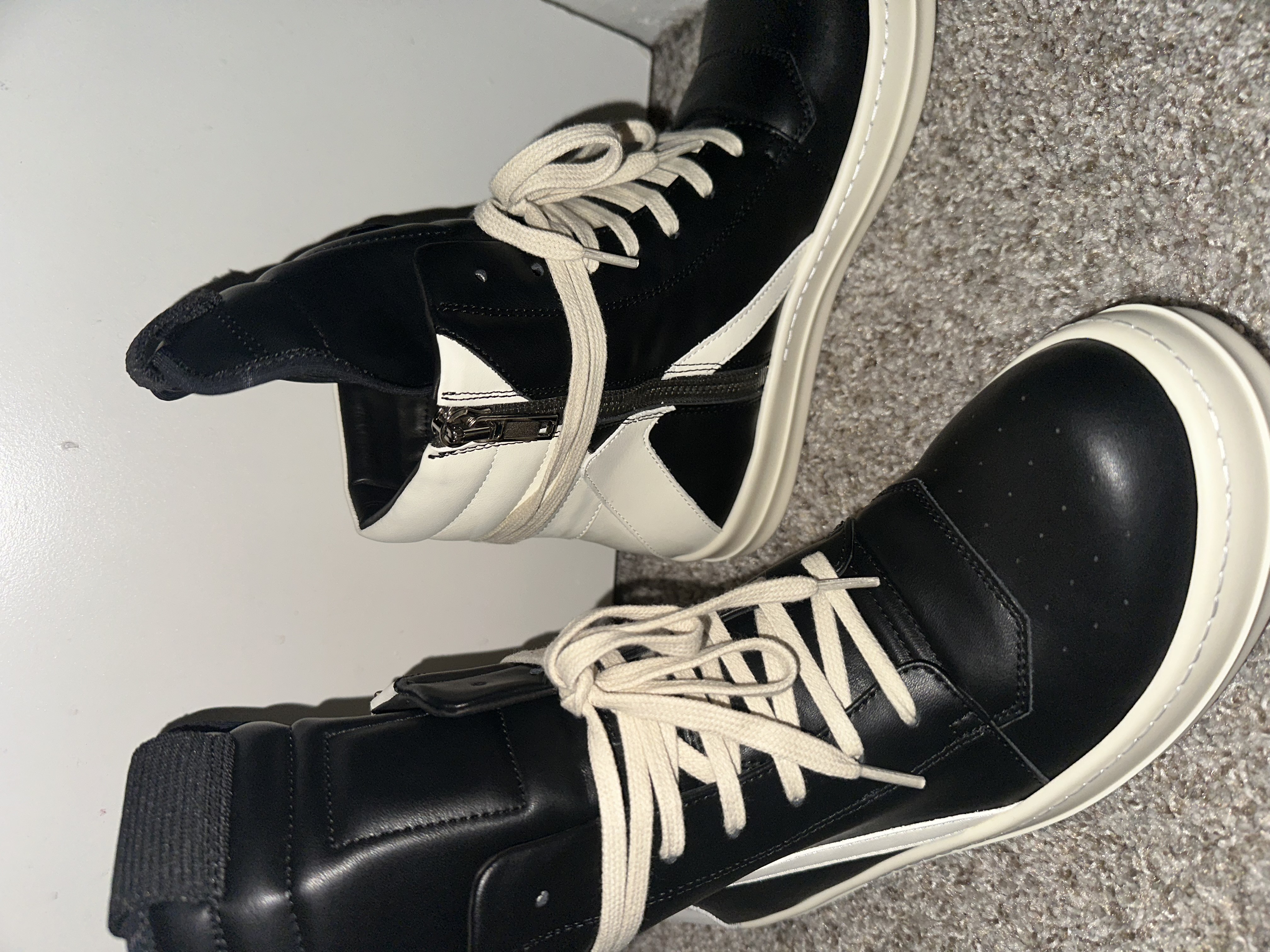 PK God Batch Rick Owens Geobasket Black and White RU02C7894LCGLPO-7511 review Alrec