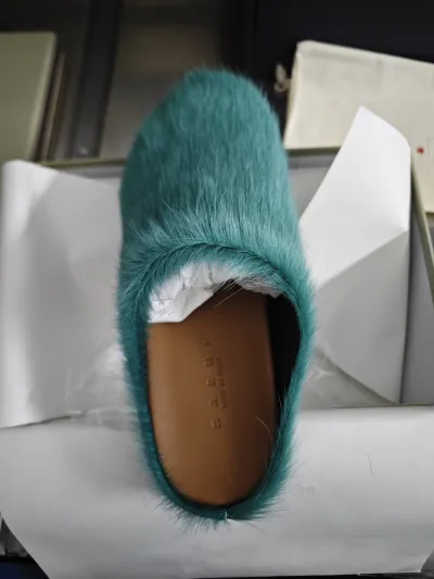 Marni Long hair Calfskin Fussbett Sabot Green SBMR000600P412200V38 review David