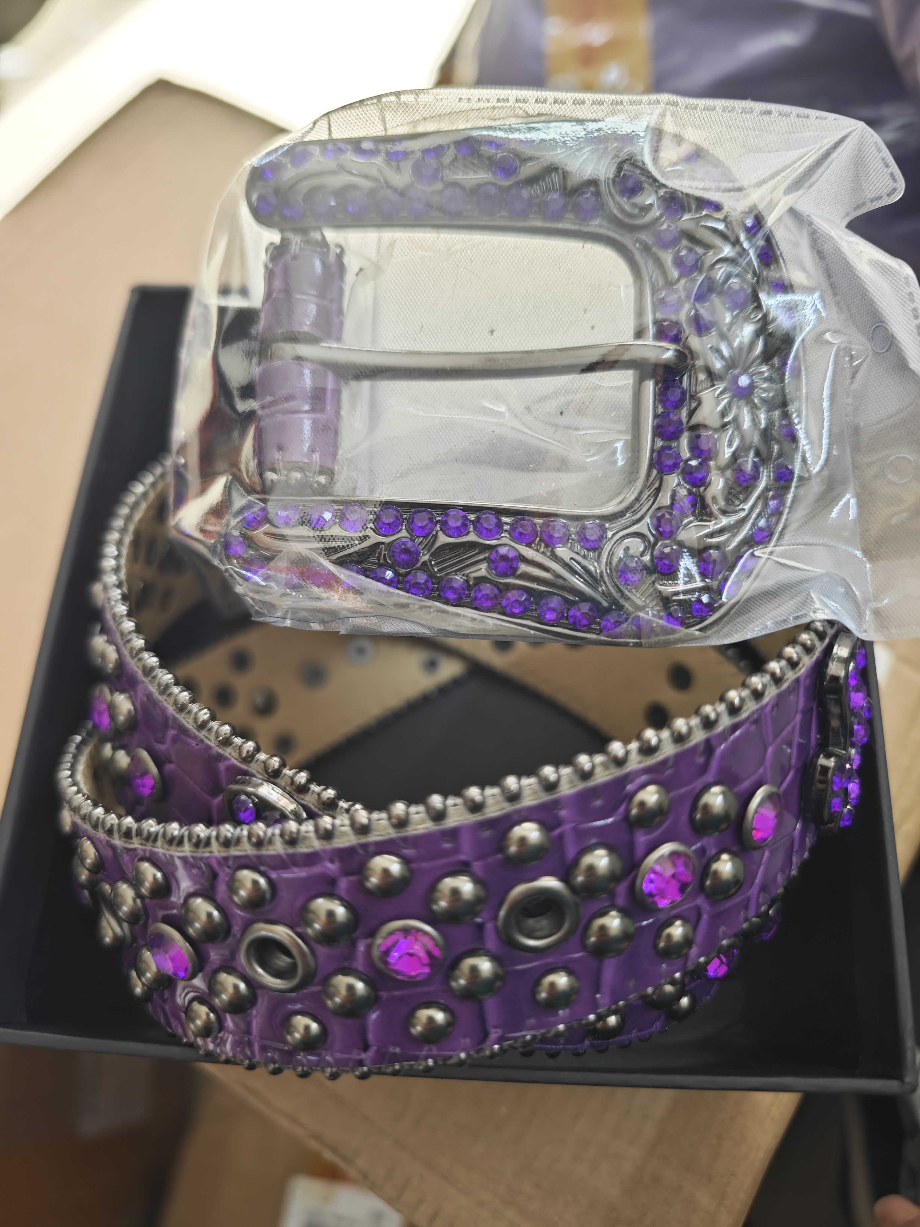 B.B. Simon Swarovski Crystal Belt Purple review 0