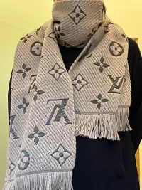 Louis Vuitton  Wool Silk Logomania Scarf Pearl Grey review 0
