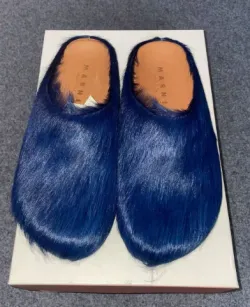 Marni Long hair Calfskin Fussbett Sabot Navy SBMR000600P412200B84 review Korvier Curry