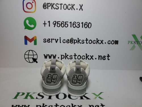 PK God Batch LOUIS VUITTON Leather lace up Fashionable Board Shoes White Gray 1ACQP4 review 