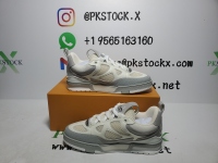 PK God Batch LOUIS VUITTON Leather lace up Fashionable Board Shoes White Gray 1ACQP4 review 4