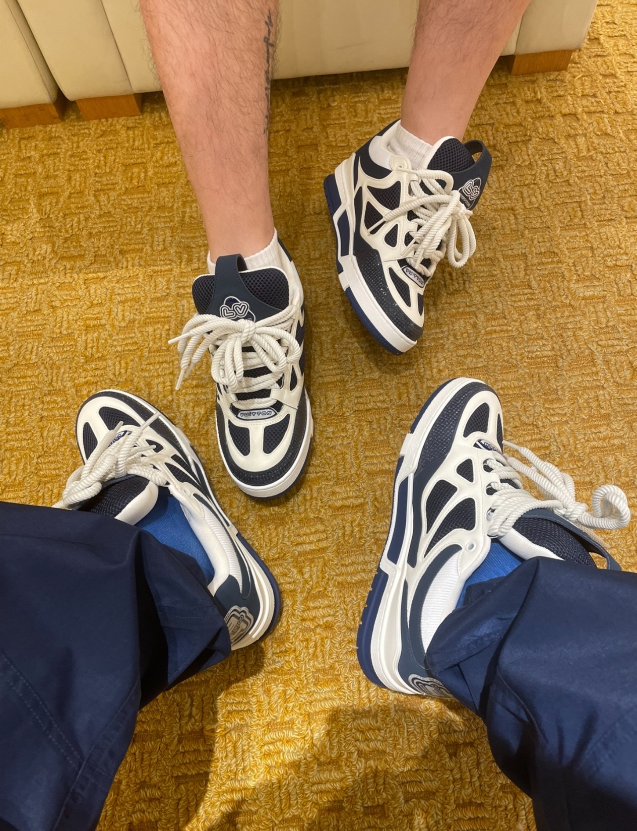 PK God Batch LOUIS VUITTON Leather lace up Fashionable Board Shoes Blue 51BCOLRB review D***