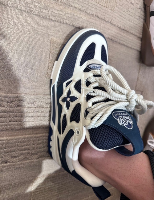 PK God Batch LOUIS VUITTON Leather lace up Fashionable Board Shoes Blue 51BCOLRB review 