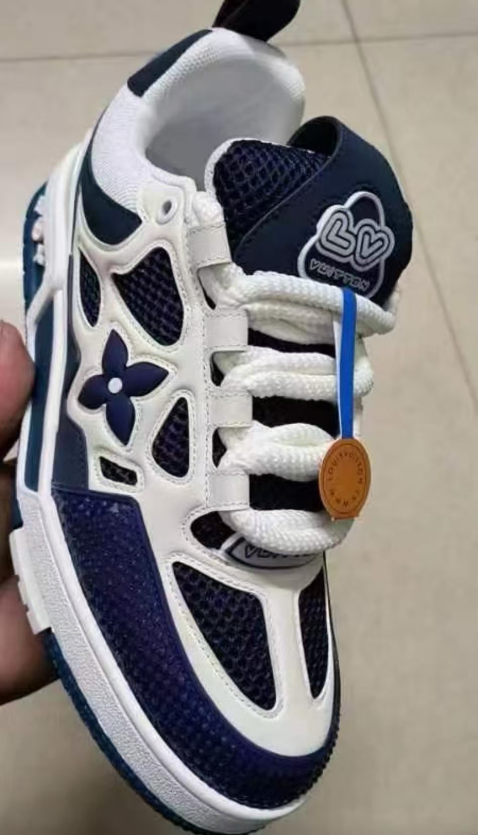 PK God Batch LOUIS VUITTON Leather lace up Fashionable Board Shoes Blue 51BCOLRB review L*** 00