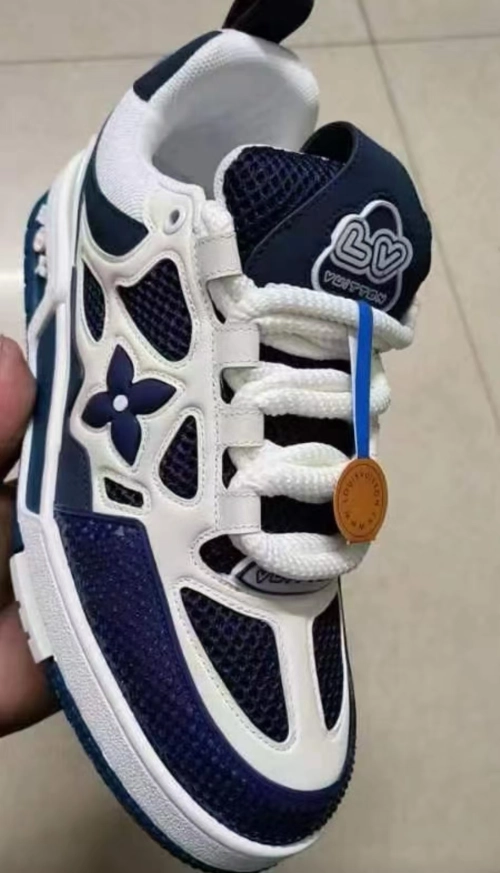 PK God Batch LOUIS VUITTON Leather lace up Fashionable Board Shoes Blue 51BCOLRB review 