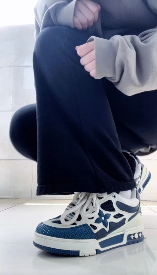 PK God Batch LOUIS VUITTON Leather lace up Fashionable Board Shoes Blue 51BCOLRB review 