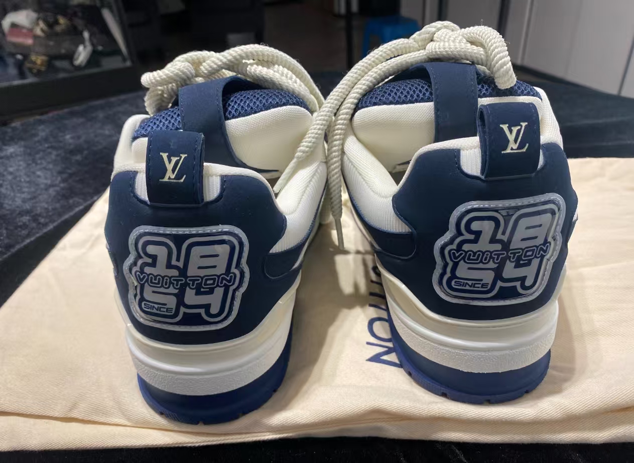 PK God Batch LOUIS VUITTON Leather lace up Fashionable Board Shoes Blue 51BCOLRB review C*** 02