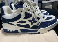 PK God Batch LOUIS VUITTON Leather lace up Fashionable Board Shoes Blue 51BCOLRB review 1