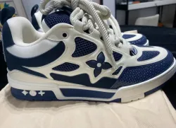 PK God Batch LOUIS VUITTON Leather lace up Fashionable Board Shoes Blue 51BCOLRB review C*** 02