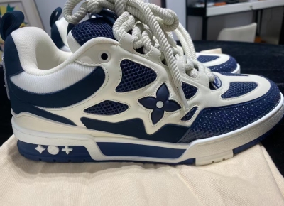 PK God Batch LOUIS VUITTON Leather lace up Fashionable Board Shoes Blue 51BCOLRB review C*** 01
