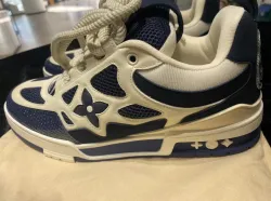 PK God Batch LOUIS VUITTON Leather lace up Fashionable Board Shoes Blue 51BCOLRB review C*** 01