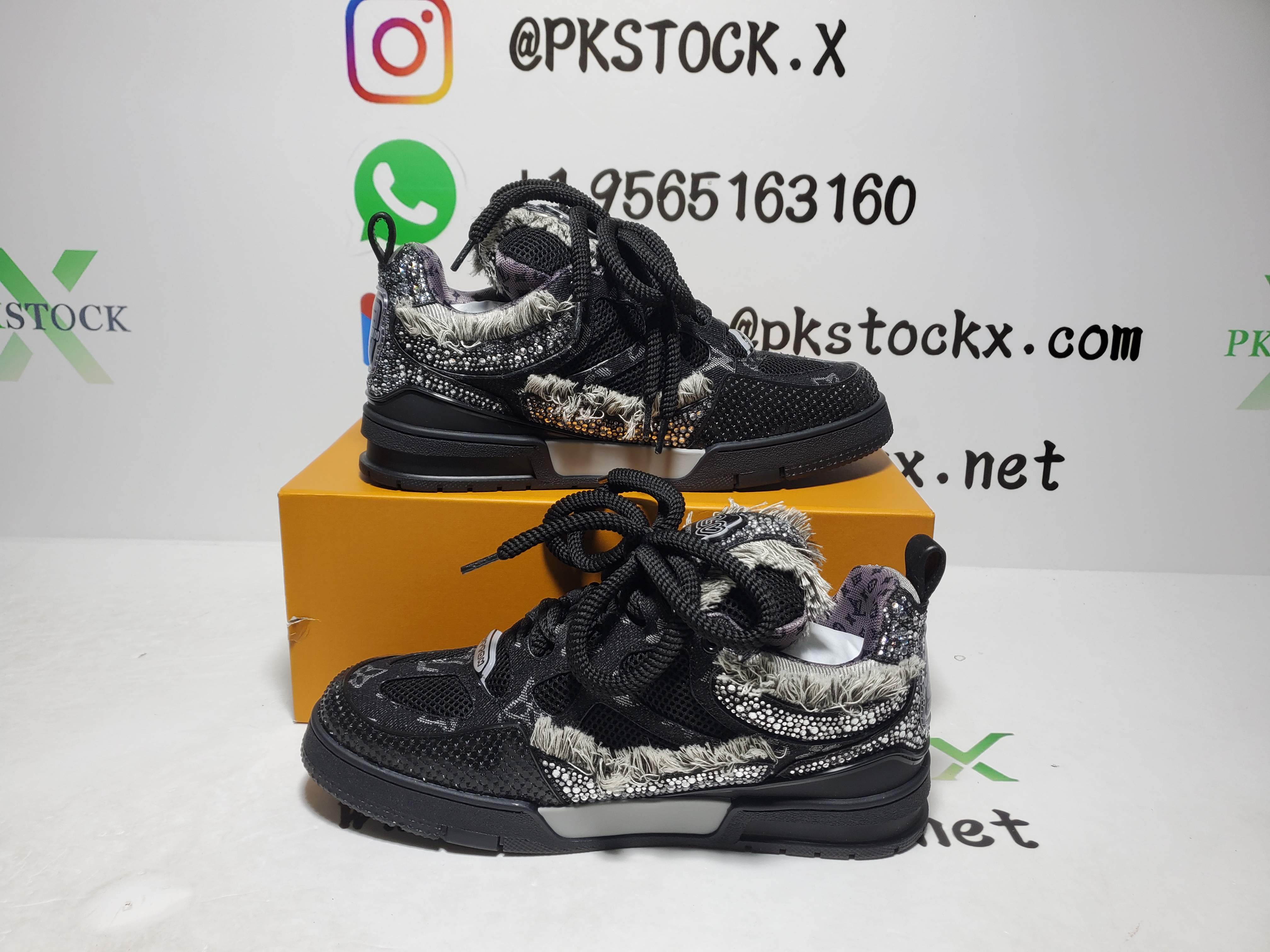 PK God Batch LOUIS VUITTON Swarovski™ crystals Skate Sneakers review R*** 02