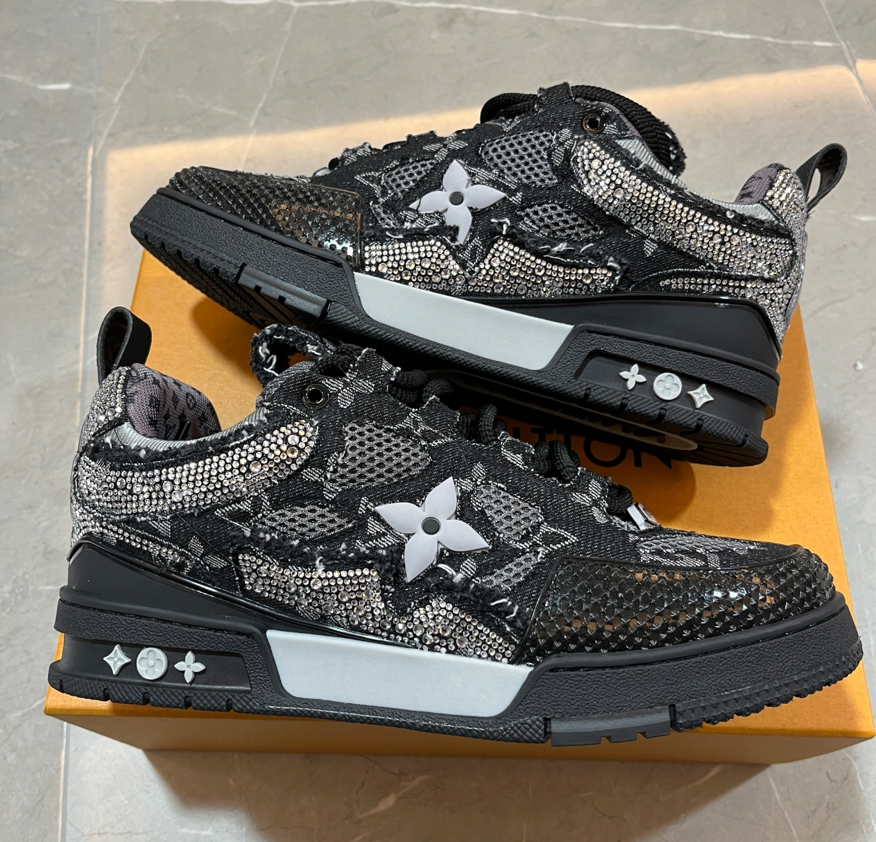 PK God Batch LOUIS VUITTON Swarovski™ crystals Skate Sneakers review D*** 02