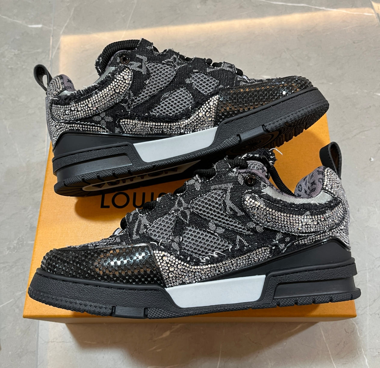 PK God Batch LOUIS VUITTON Swarovski™ crystals Skate Sneakers review D*** 03