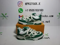 PK God Batch LOUIS VUITTON Leather lace up Fashionable Board Shoes White Green 1AC520 review 0