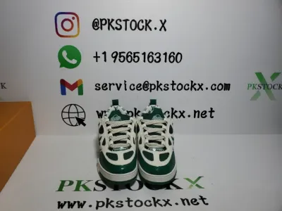 PK God Batch LOUIS VUITTON Leather lace up Fashionable Board Shoes White Green 1AC520 review G*** 02