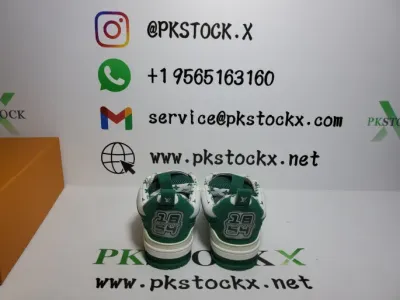 PK God Batch LOUIS VUITTON Leather lace up Fashionable Board Shoes White Green 1AC520 review G*** 03