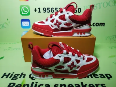 PK God Batch LOUIS VUITTON Leather lace up Fashionable Board Shoes Red 51BCOLRB review W*** 00