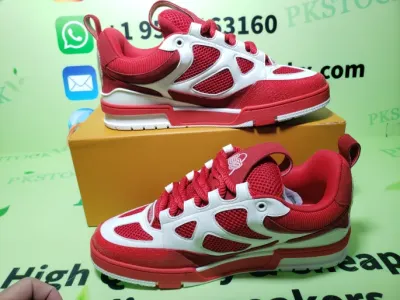 PK God Batch LOUIS VUITTON Leather lace up Fashionable Board Shoes Red 51BCOLRB review W*** 01