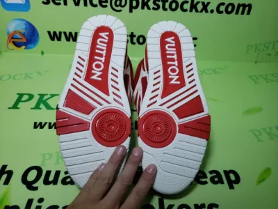 PK God Batch LOUIS VUITTON Leather lace up Fashionable Board Shoes Red 51BCOLRB review W*** 04