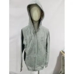 Burberry Letter Graphic Cotton Blend Zip Hoodie Pale Grey Melange review A*** 01