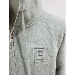 Burberry Letter Graphic Cotton Blend Zip Hoodie Pale Grey Melange review A*** 03