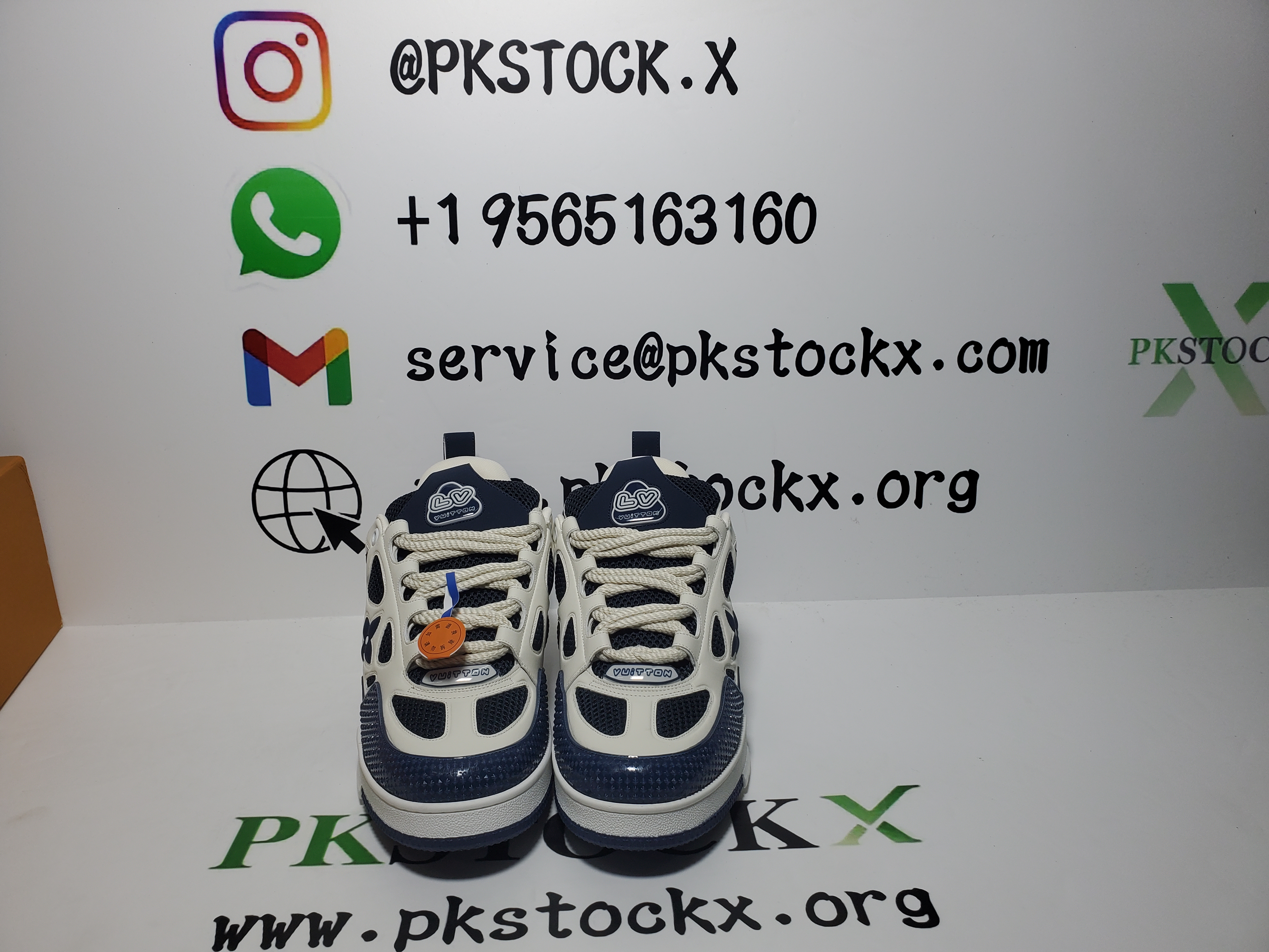 PK God Batch LOUIS VUITTON Leather lace up Fashionable Board Shoes Blue 51BCOLRB review D*** 02