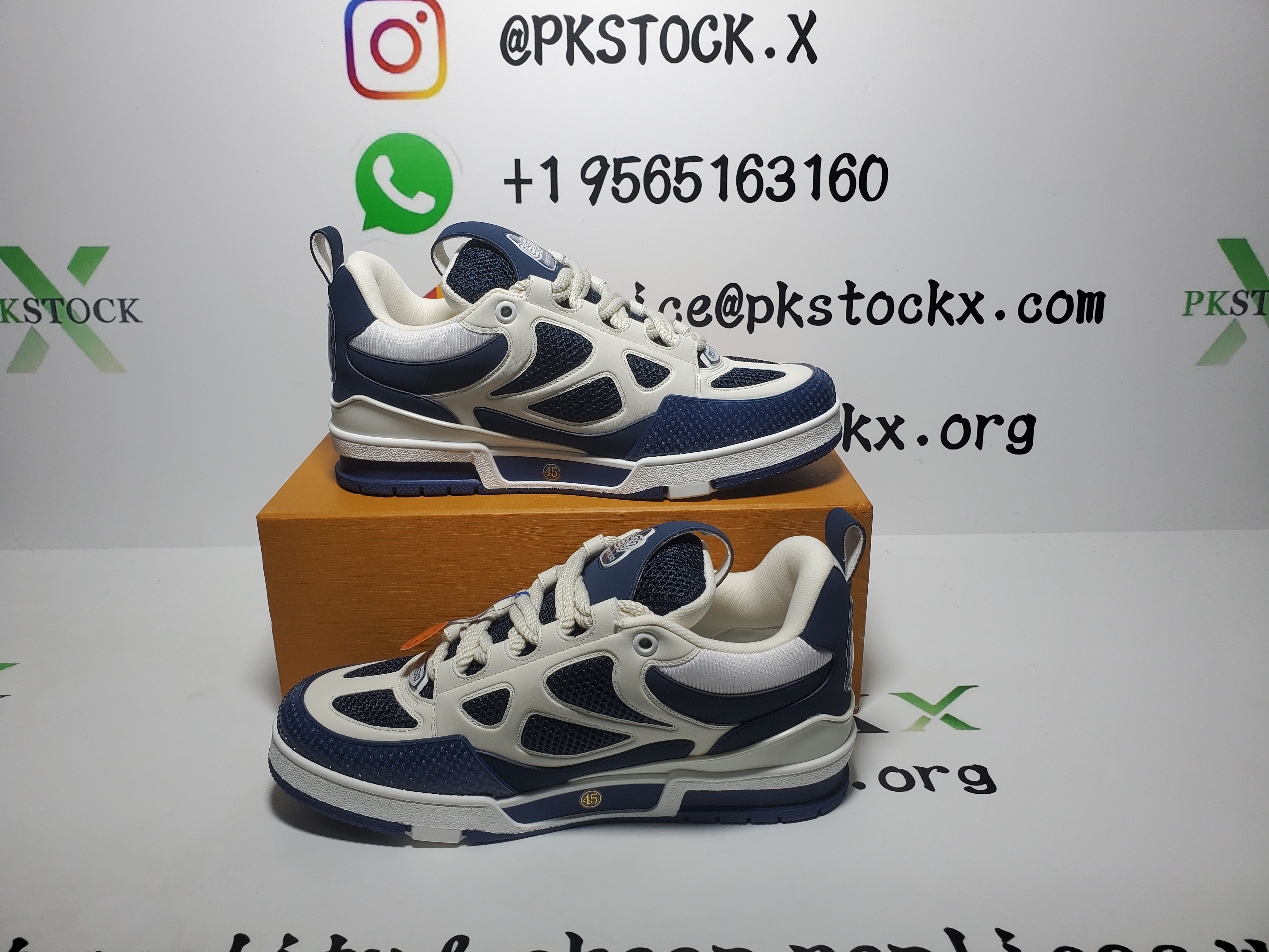 PK God Batch LOUIS VUITTON Leather lace up Fashionable Board Shoes Blue 51BCOLRB review D*** 01