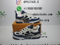 PK God Batch LOUIS VUITTON Leather lace up Fashionable Board Shoes Blue 51BCOLRB review 1