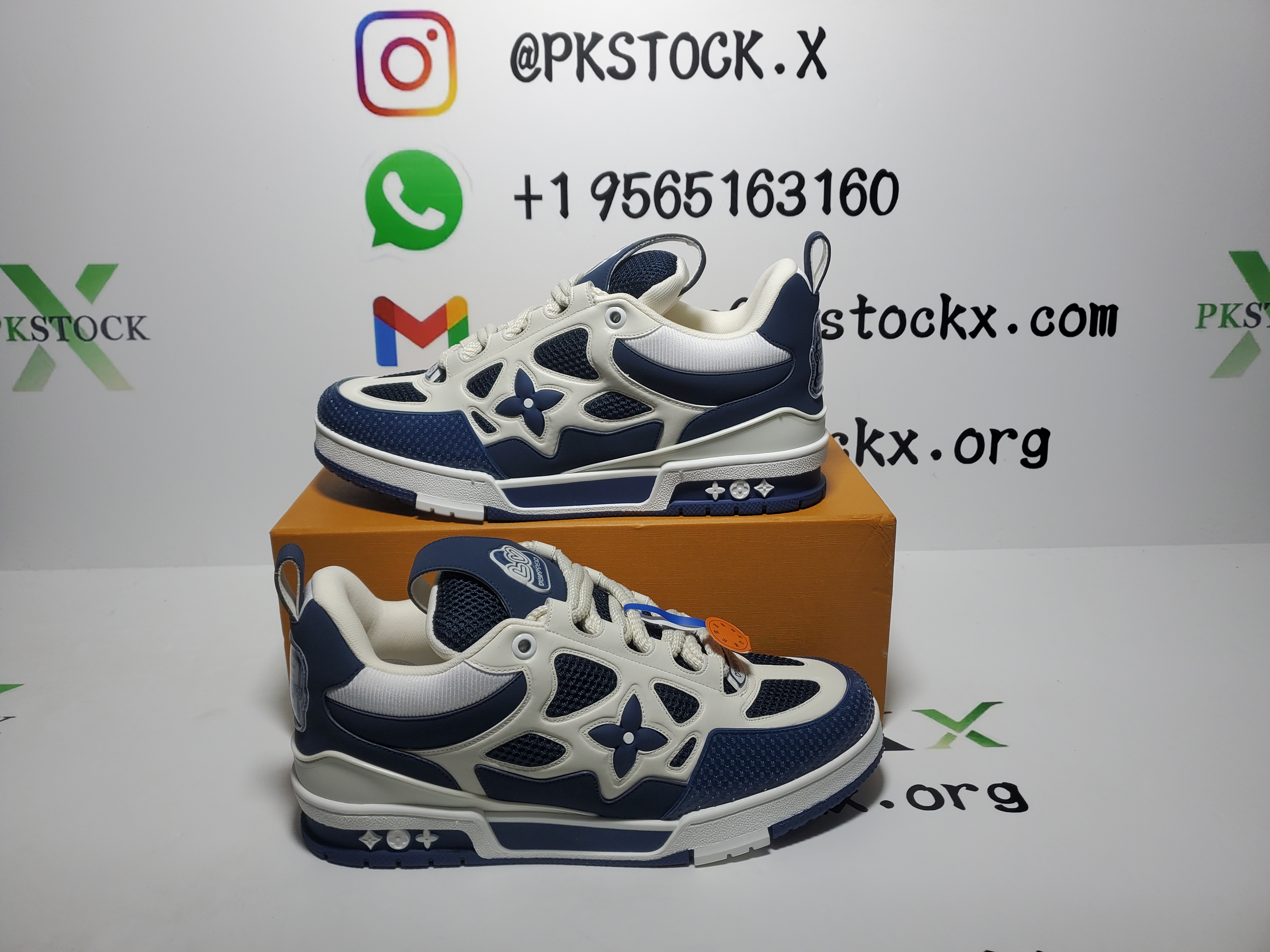 PK God Batch LOUIS VUITTON Leather lace up Fashionable Board Shoes Blue 51BCOLRB review D*** 00