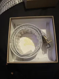Burberry Thin Reversible Check TB Belt Gold review 0
