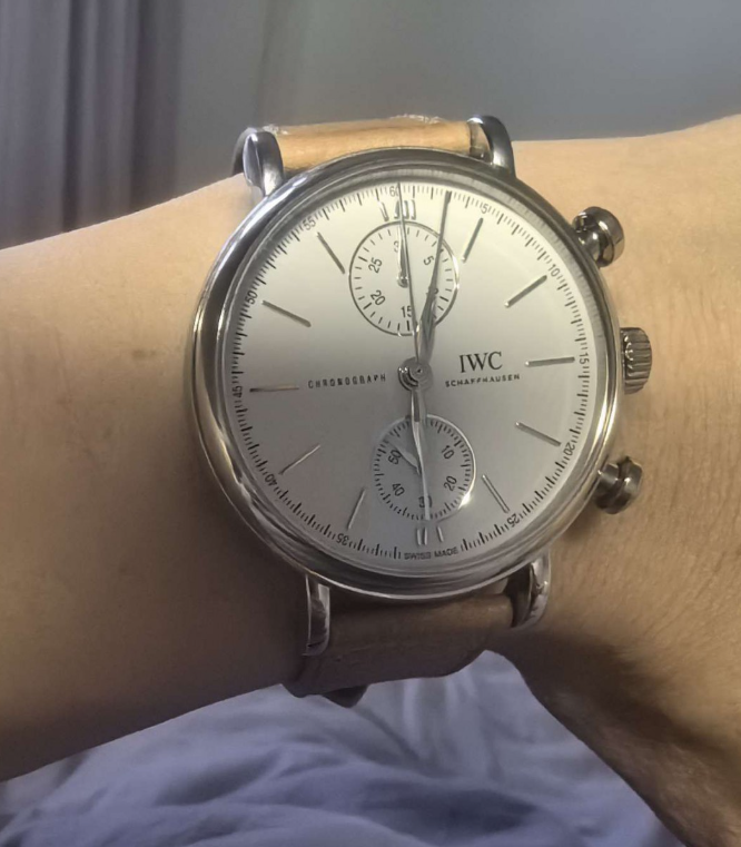 Pkstockx IWC Portofino Chronograph Automatic Silver Dial Beige Leather Strap Men's Watch IW391502 review Mar Jackson