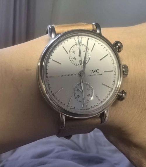 Pkstockx IWC Portofino Chronograph Automatic Silver Dial Beige Leather Strap Men's Watch IW391502 review 
