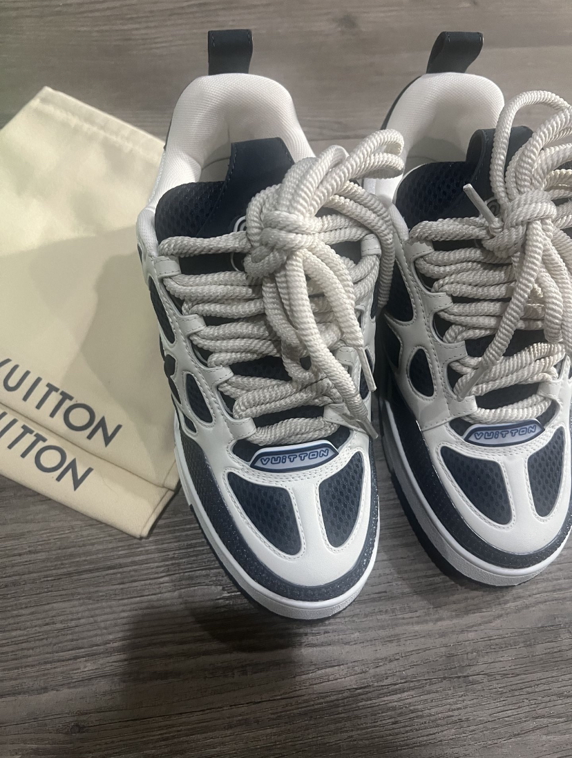 PK God Batch LOUIS VUITTON Leather lace up Fashionable Board Shoes Blue 51BCOLRB review M*** 02