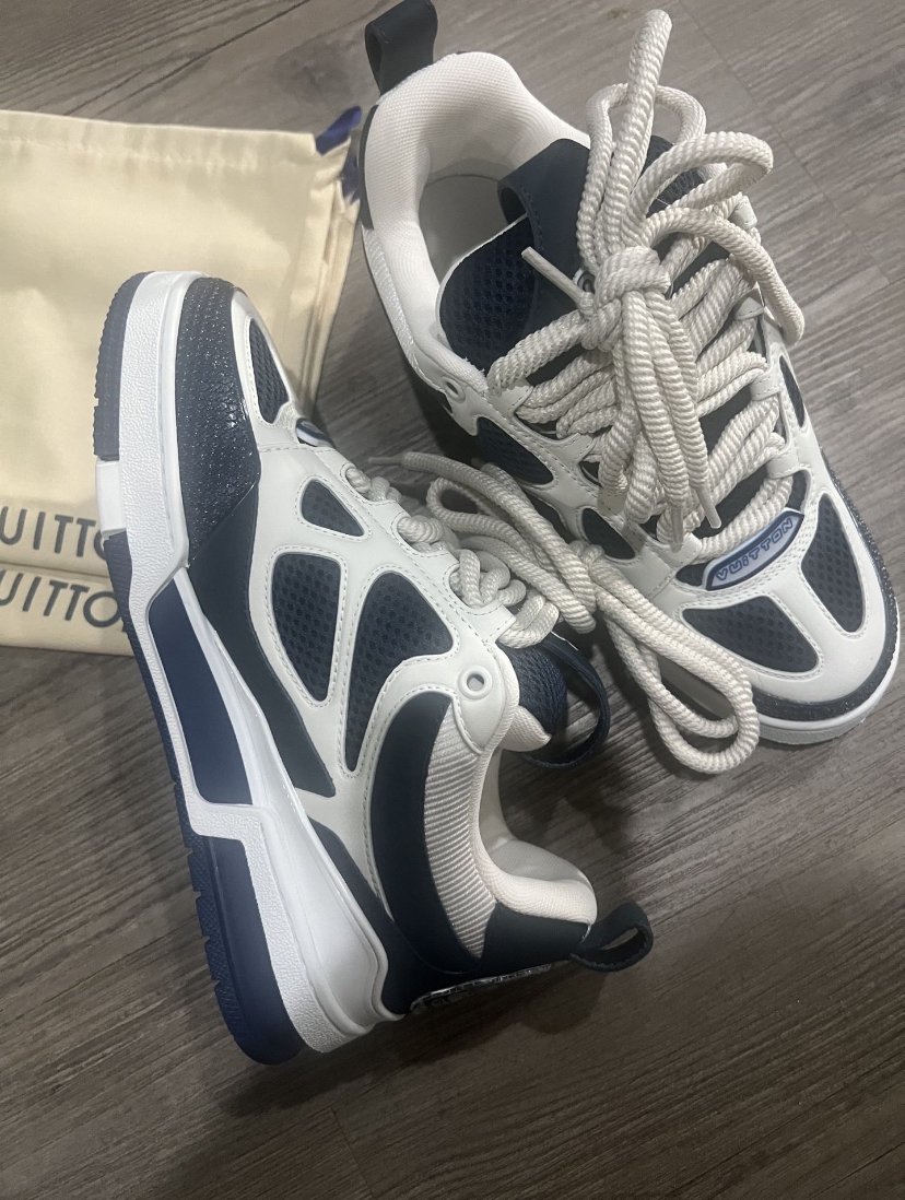 PK God Batch LOUIS VUITTON Leather lace up Fashionable Board Shoes Blue 51BCOLRB review M*** 03