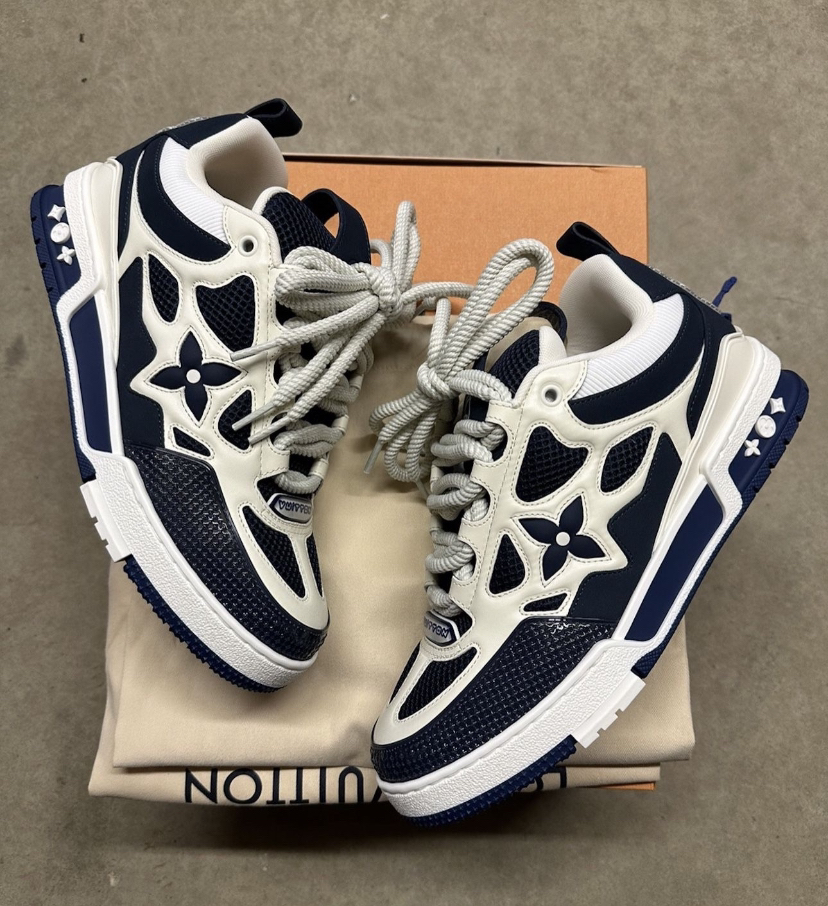 PK God Batch LOUIS VUITTON Leather lace up Fashionable Board Shoes Blue 51BCOLRB review M*** 00