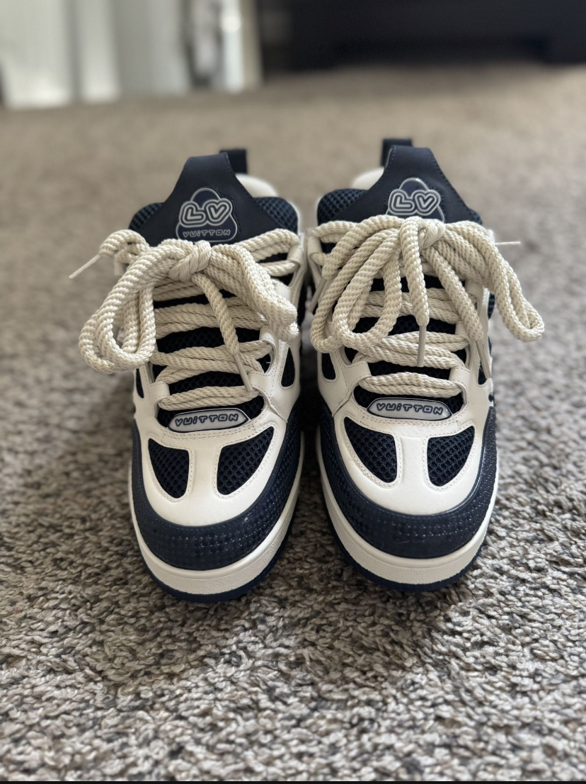 PK God Batch LOUIS VUITTON Leather lace up Fashionable Board Shoes Blue 51BCOLRB review M*** 01